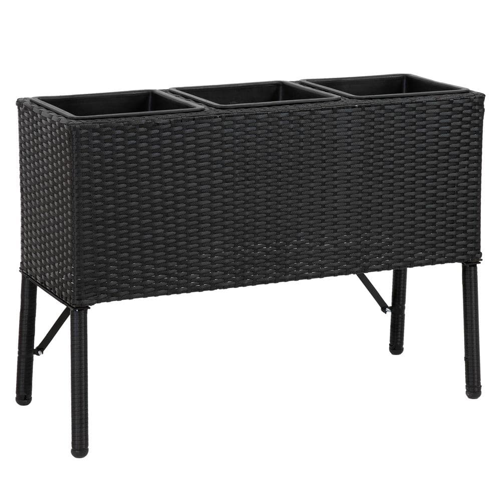 black-sunnydaze-raised-planter