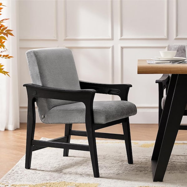 JAYDEN CREATION Lenny Grey 23.5 in. W Modern Upholstered Dining Chair with Solid Wood Legs