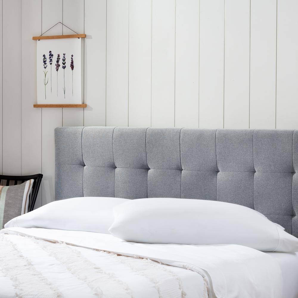 Queen Tara Square Tufted Linen-Look Upholstered Bed Frame
