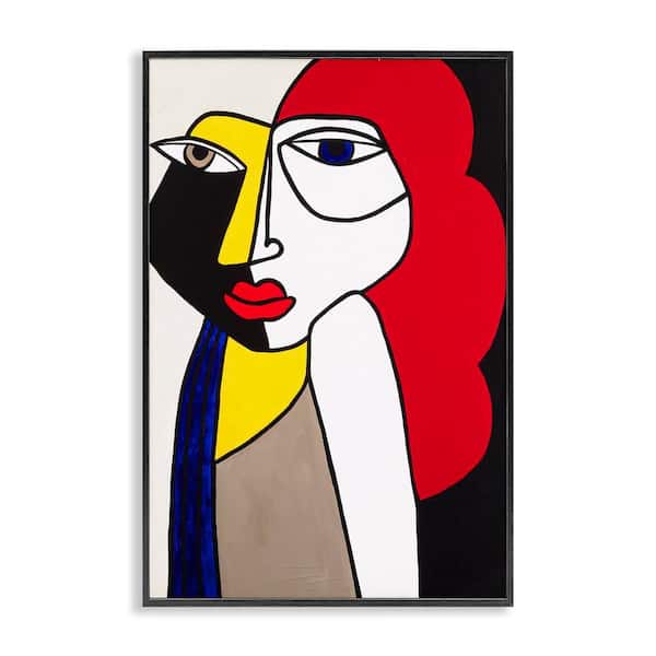 Stupell Industries Cubist Portrait of Woman by Ruth Fromstein Black Framed Abstract Giclee Art Print 24 in. x 16 in.