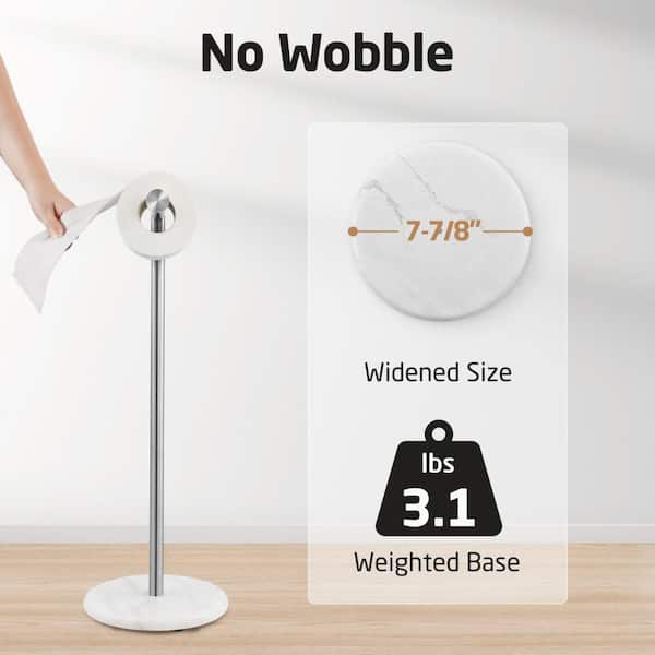 Freestanding Toilet Paper Holder with Natural Marble Base in Brushed Finish
