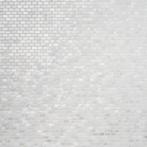 Mother of Pearl Mini Brick Pattern 11-1/4 in. x 12-1/4 in. x 2 mm Pearl Mosaic Floor and Wall Tile