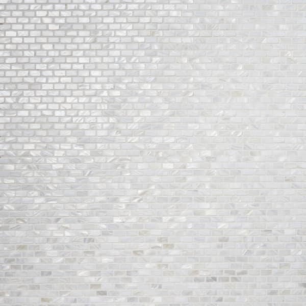 Ivy Hill Tile Mother of Pearl Mini Brick Pattern 11-1/4 in. x 12-1/4 in. x 2 mm Pearl Mosaic Floor and Wall Tile