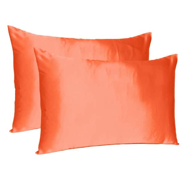 HomeRoots Amelia Poppy Solid Color Satin Queen Pillowcases (Set of 2)
