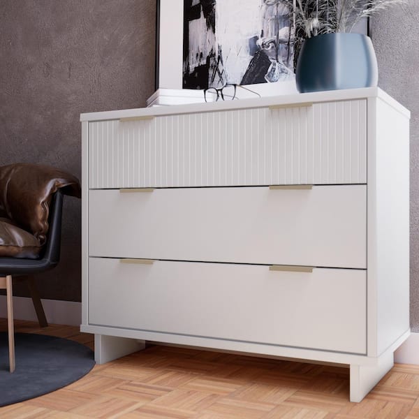 Granville Modern White 3-Drawer 37.8 in. Wide Standard Dresser