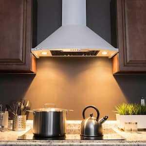 30 in. Convertible Kitchen Wall Mount Range Hood with Lights in White Painted Stainless Steel