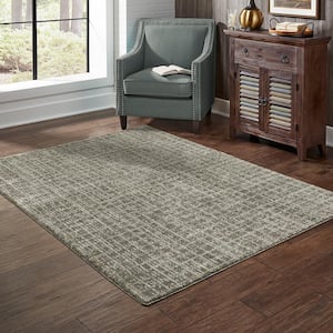 Apex Brown 3 ft. x 5 ft. Distressed Geometric Plaid Polyester Indoor Area Rug