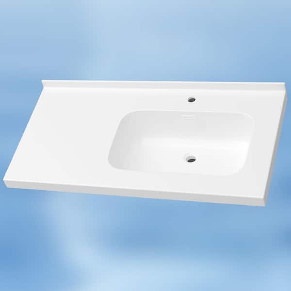 Zeafive 49 in. W x 22 in. D Solid Surface Rectangular White