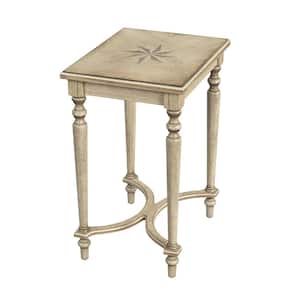 Tyler 18 in. Beige Rectangle Wood Inlay Side Table with 1 Drawre