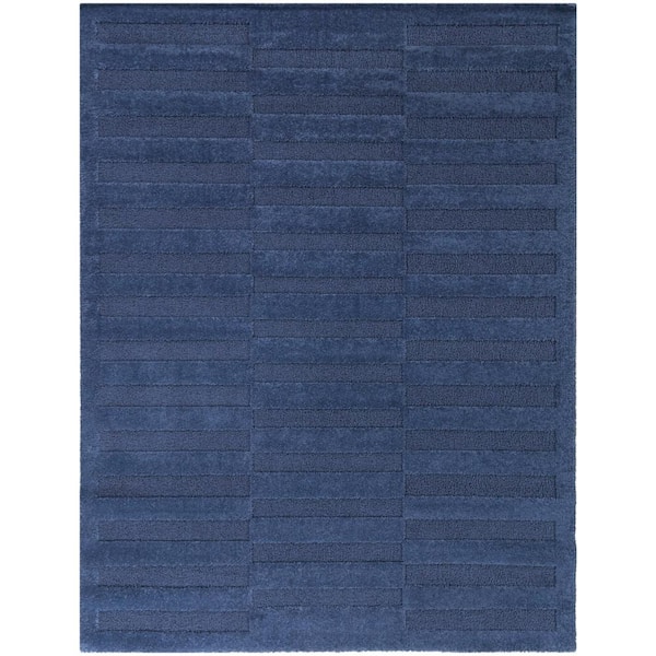 Ebright Blue 8 ft. x 10 ft. Geometric Area Rug