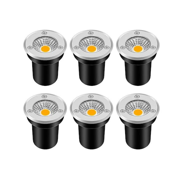 300 Lumens Black RGB Low Voltage Waterproof Integrated LED Spotlight, Dusk to Dawn Color Changing Pathway Lights, 6-Pack