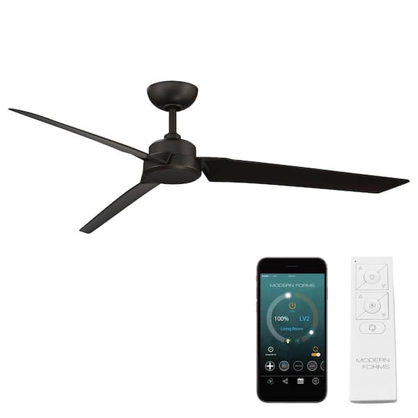 Modern Forms Roboto 62 in. Smart Indoor/Outdoor Oil Rubbed Bronze 3-Blade Standard Ceiling Fan +Remote