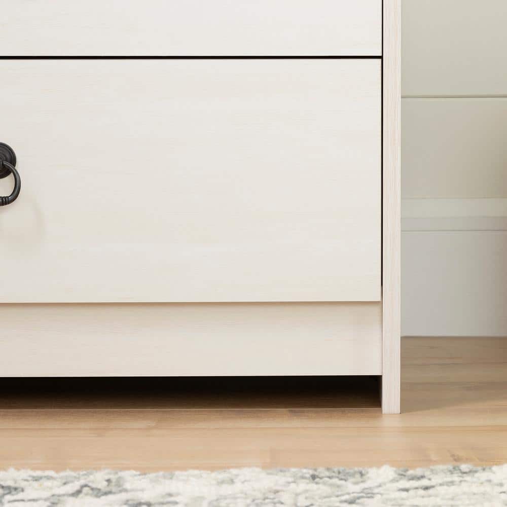 White and Weathered Oak Double Dresser with Soft Close Drawers