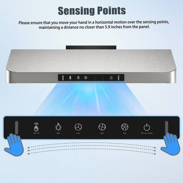 VIKIO 36 in. 900CFM Ducted Under Cabinet Range Hood in