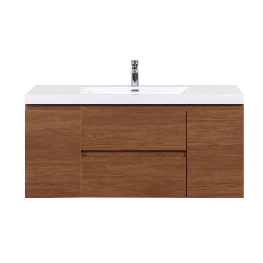 48 in. W Floating Vanity featuring Single Sink, Honey Gold Walnut Finish with White Solid Surface Top price history on PriceWatchPro