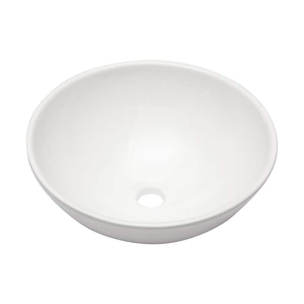 16 in. x 16 in. Modern Bathroom Porcelain Ceramic Round Bowl Vessel Sink Art Basin in White