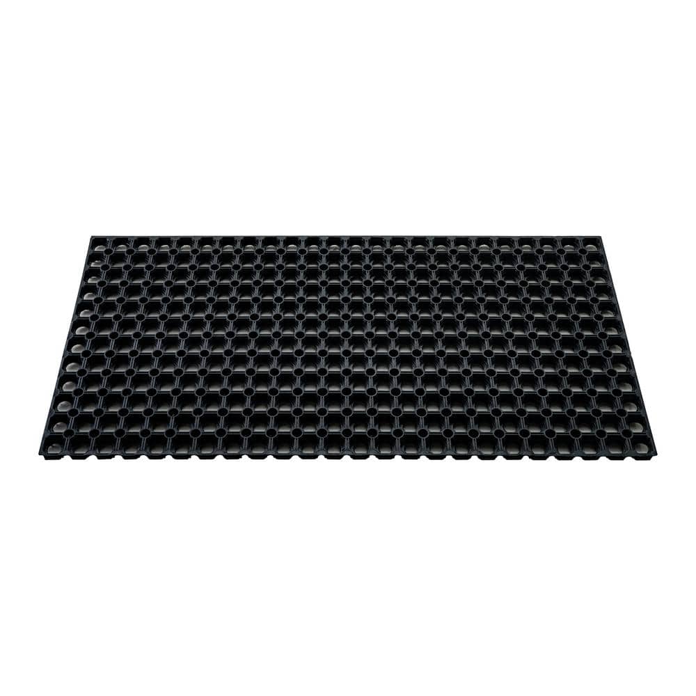 Heavy Duty Black Rubber Outdoor Fall Entrance Mat - 24" x 32"