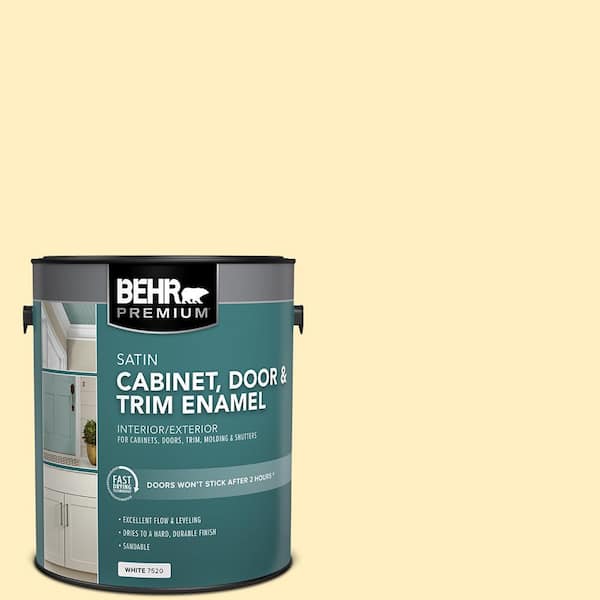 BEHR PREMIUM 1 gal. #380A-2 Moonlit Yellow Satin Enamel Interior/Exterior  Cabinet, Door & Trim Paint 752001 - The Home Depot