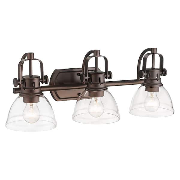 JAZAVA 24.3 in. 3-Light Oil-Rubbed Bronze Bedroom Powder Room Hallway Vanity Light Wall Sconce Light