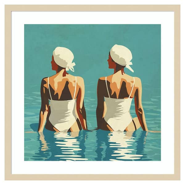 Two Friends At The Beach by Layla Oz 1 Piece Framed Giclee People Art Print 25 in. x 25 in.