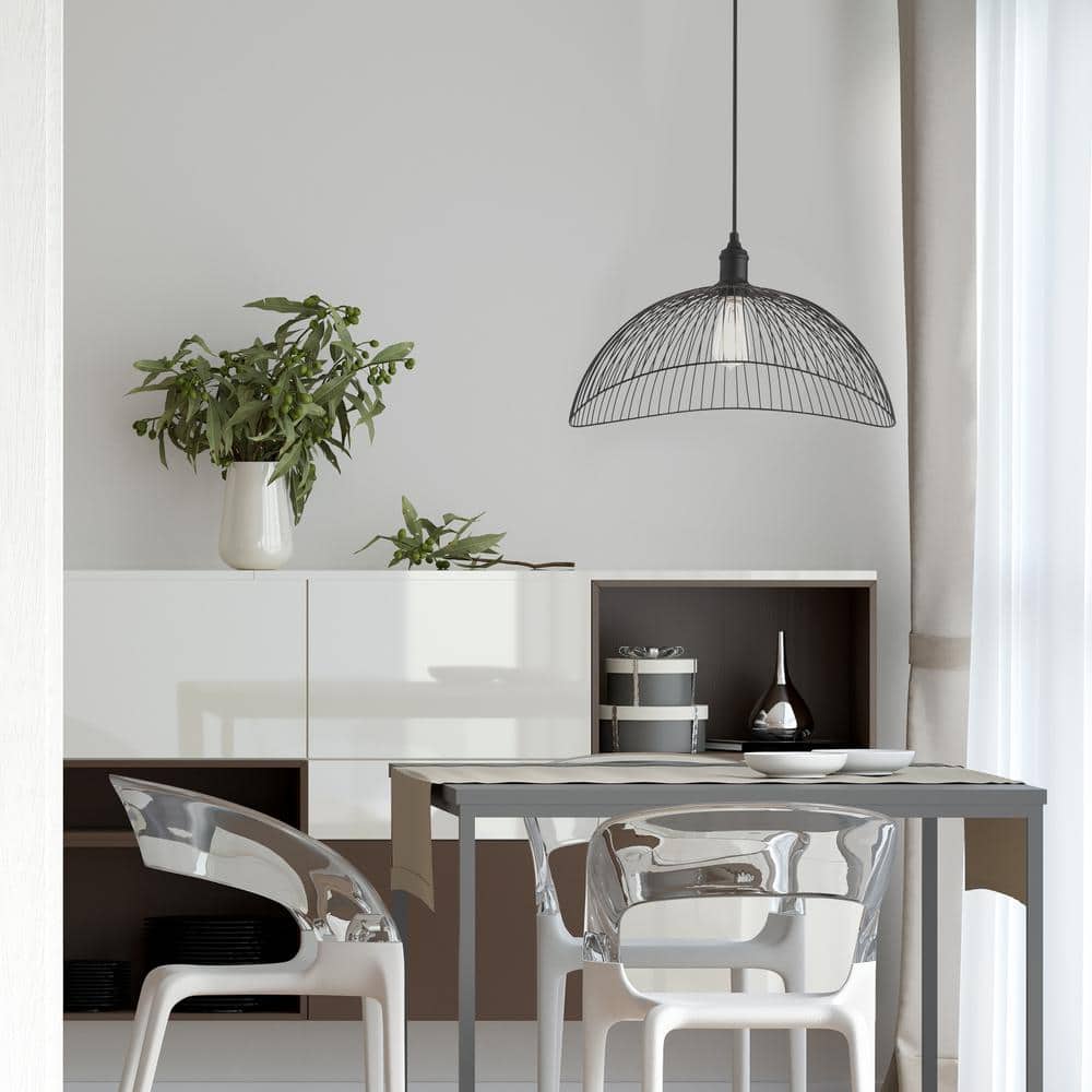 20" Matte Black Metal Geometric Pendant Light