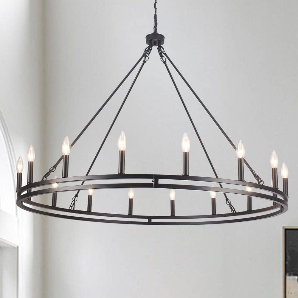 16-Light Large Black Wagon Wheel Chandelier Farmhouse Pendant Light price history on PriceWatchPro