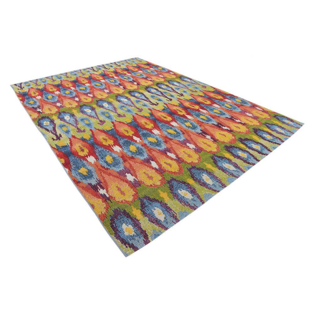 Vibrant Modern Abstract 5'3" x 8' Outdoor Flatweave Rug