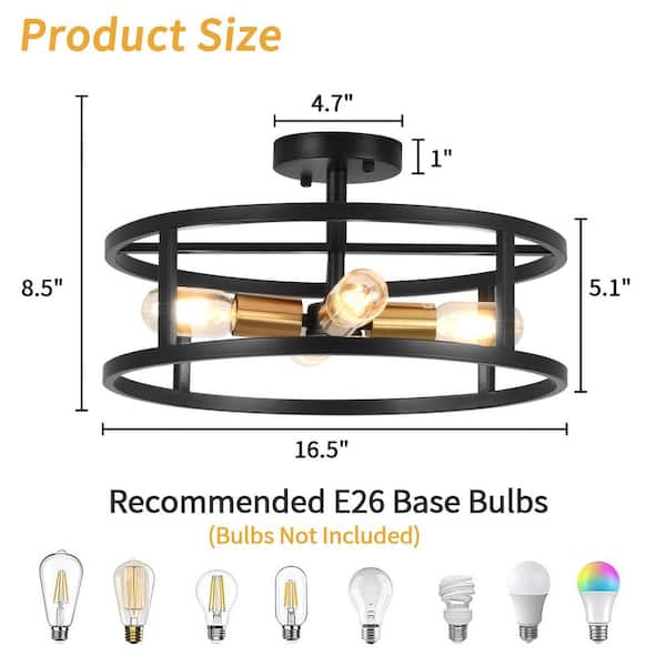 Zevni 3-Light Dark Gold Flush Mount Light with Square Seeded
