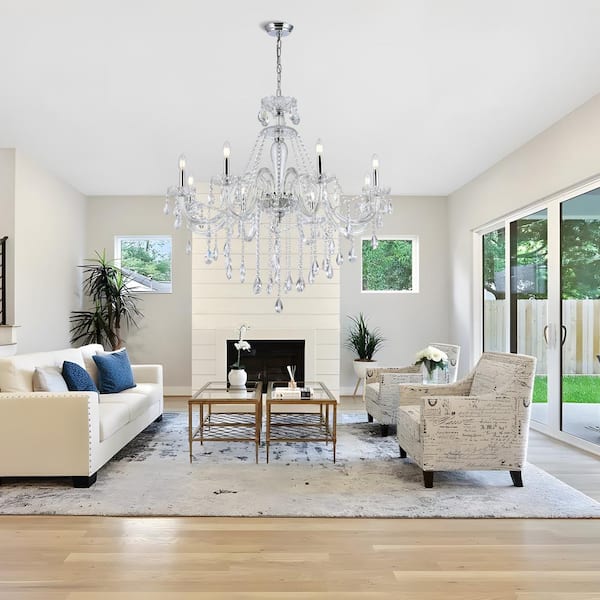 Bella 8-Light Chrome French Style Chandelier for Living Room with