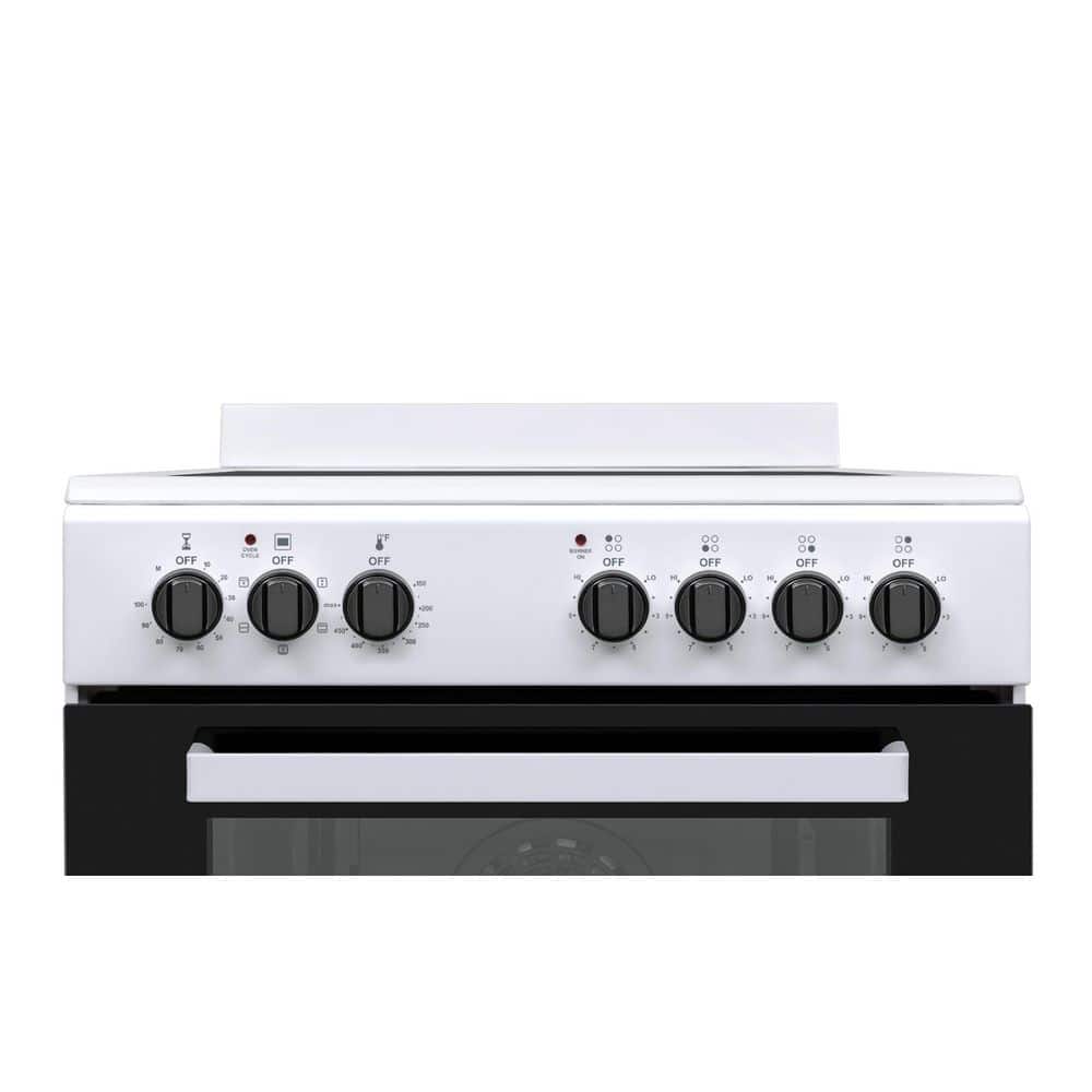 24" White Glass Top Freestanding Electric Range with Convection Oven