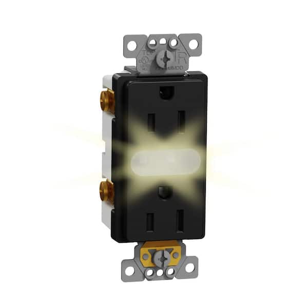 X Series 15 Amp 125-Volt Tamper Resistant Indoor Lighted Duplex Outlet Back Wire Decorator Receptacle Matte Black