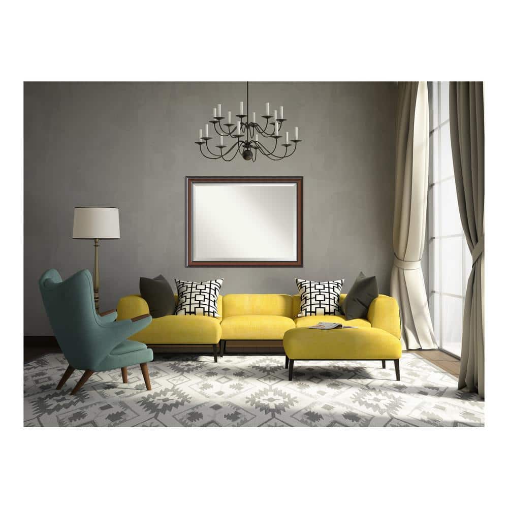 Medium Rectangle Walnut Casual Mirror (34.75 in. H x 44.75 in. W)