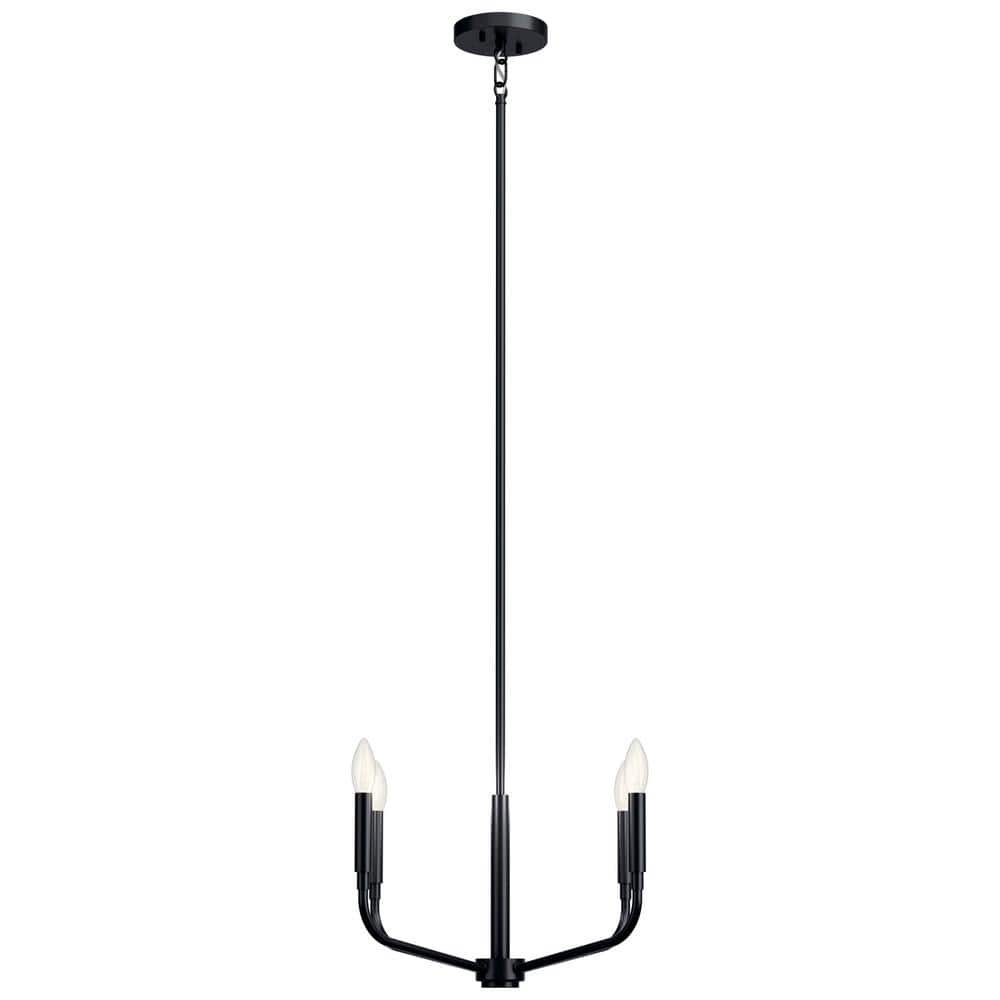 Black Mini 4-Light Candle Chandelier with Incandescent Bulbs