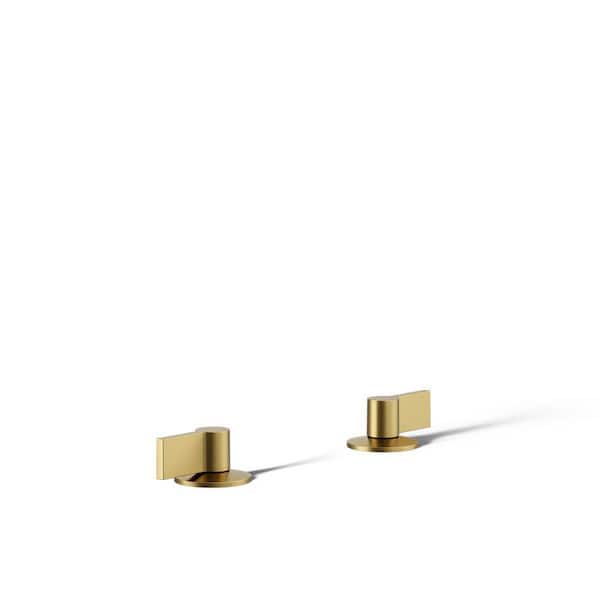 Components Deck-Mount Bath Faucet Handles with Lever Design in Vibrant Brushed Moderne Brass