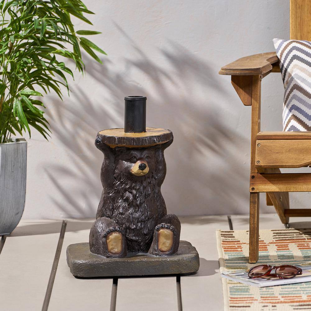 Dark Brown Concrete and Resin Bear Umbrella Base