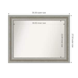 Parlor Silver 35.5 in. x 27.5 in. Custom Non-Beveled Recycled Polystyrene Framed Bathroom Vanity Wall Mirror