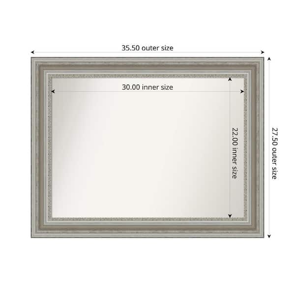 Amanti Art Parlor Silver 35.5 in. x 27.5 in. Custom Non-Beveled Recycled Polystyrene Framed Bathroom Vanity Wall Mirror