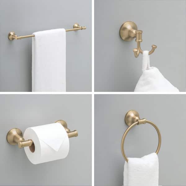 Chamberlain 4-Piece Bath Hardware Set 24 in. Towel Bar, Toilet Paper Holder, Towel Ring, Towel Hook in Champagne Bronze