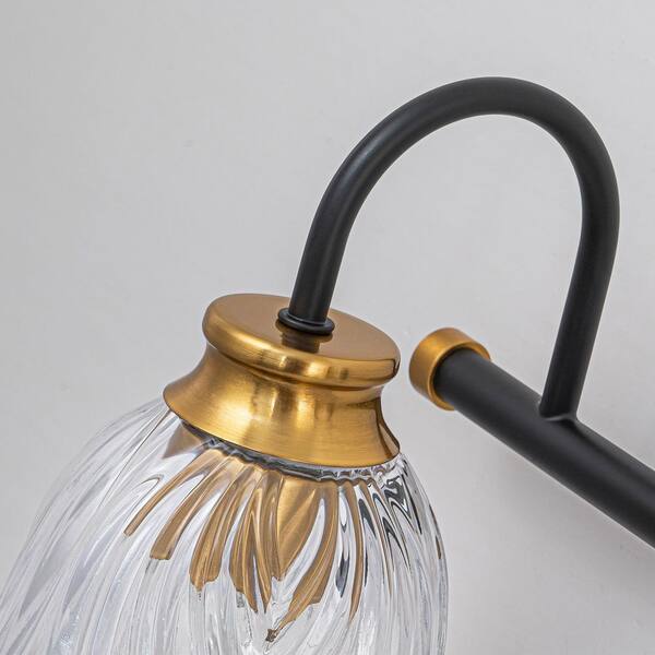 ZYZWMB 31.50 in. 4-Light Vintage Black and Brass Vanity Light with