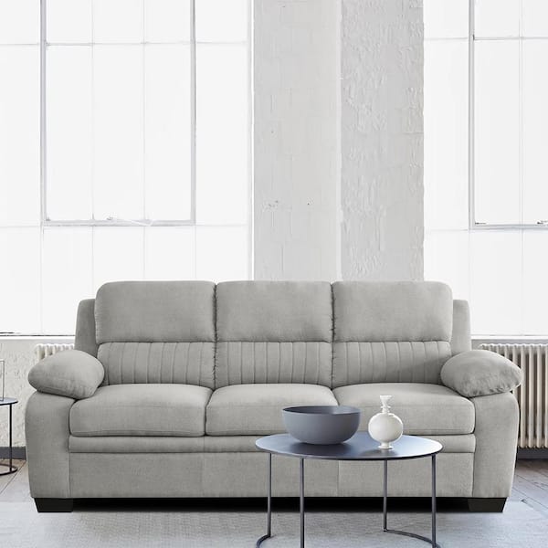 GODEER 80 in. W Flared Arm Linen Straight Living Room Sofa Upholstered  Couch Furniture in Light Gray WF288519LXLAAC - The Home Depot