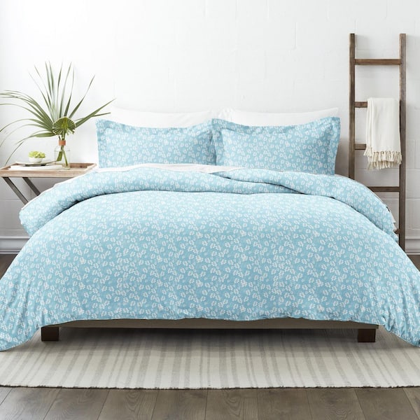 Becky Cameron Wheat Field Patterned Performance Pale Blue Queen 3-Piece Duvet Cover Set