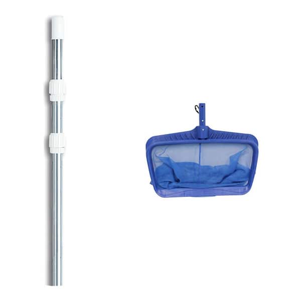 Swimline HydroTools Swimming Pool Deep Bag Leaf Rake Net with 4 ft. - 12 ft. Telescopic Pole