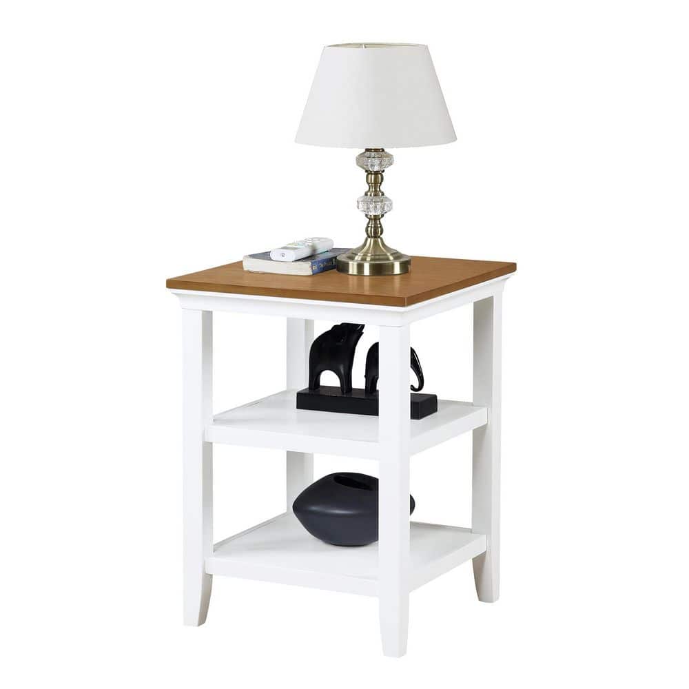 Tribeca Driftwood & White Square End Table with Storage Shelves
