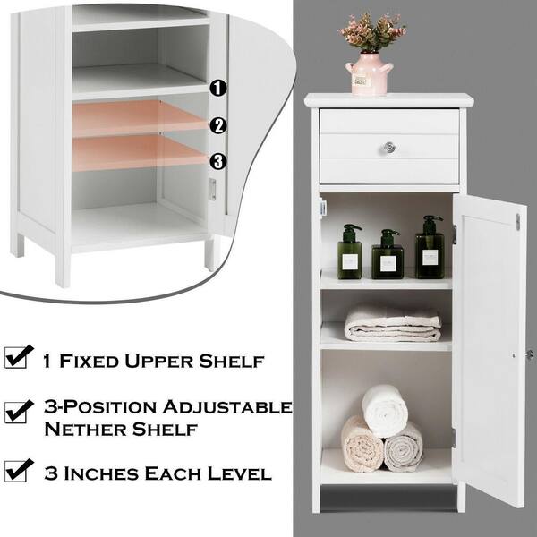 Bathroom Floor Cabinet With 2 Drawers And 1 Storage Shelf