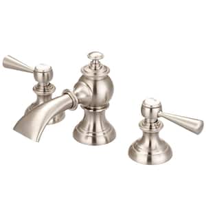 Modern Classic 8 in. Widespread 2-Handle Bathroom Faucet with Pop Up Drain in Satin Nickel