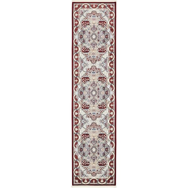 Narenj Glasgow Burgundy 3' 0 x 13' 0 Runner Rug