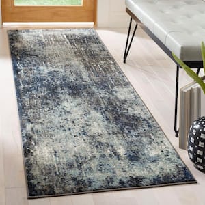 Galaxy Charcoal/Blue 2 ft. x 8 ft. Abstract Runner Rug