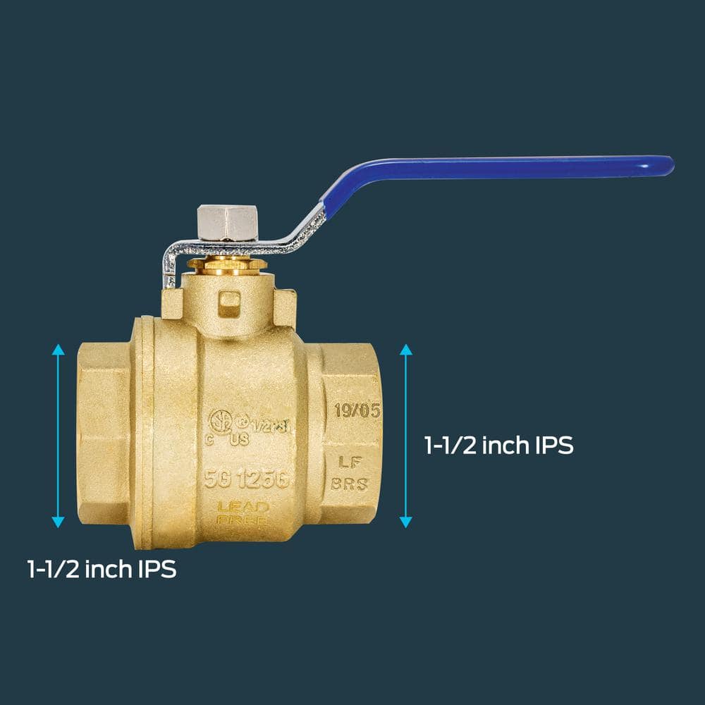 Heavy-Duty Brass 1-1/2 Inch Full Port Ball Valve