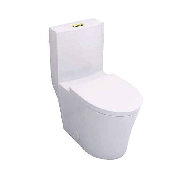 Unbranded 12 in. 1-Piece 1.1/1.6 GPF Dual Flush Elongated Toilet with Soft-Close Toilet Seat in White