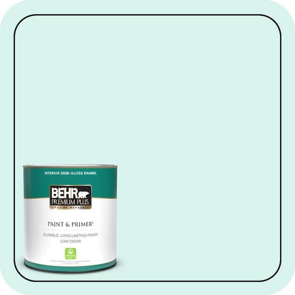 BEHR PREMIUM PLUS 1 qt. #480A-1 Minted Ice Semi-Gloss Enamel Low Odor Interior Paint & Primer